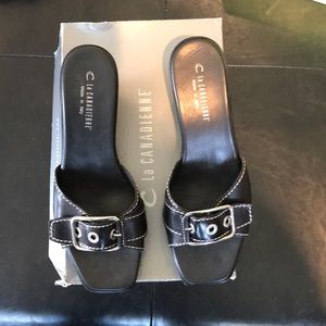 Italian black wedge sandals